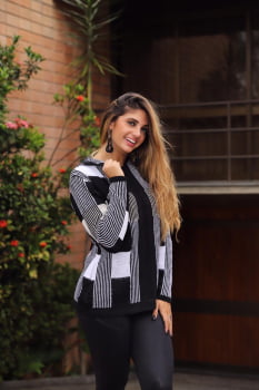 Blusa Mousse Xadrez Ponto Toalha com Capuz