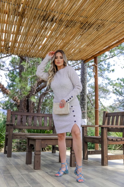 Vestido Mousse com Botões