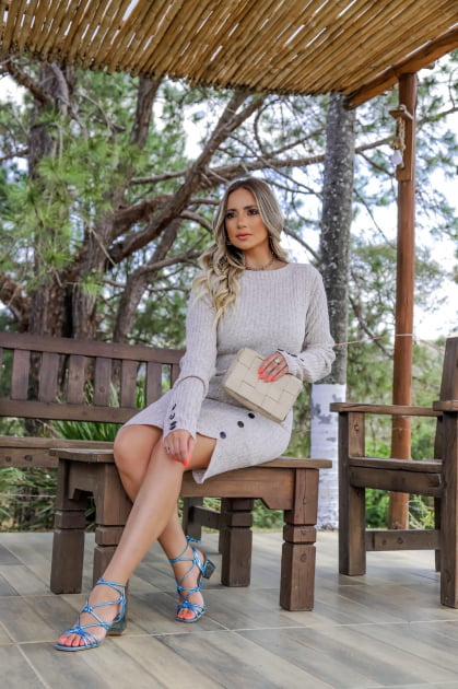 Vestido Mousse com Botões